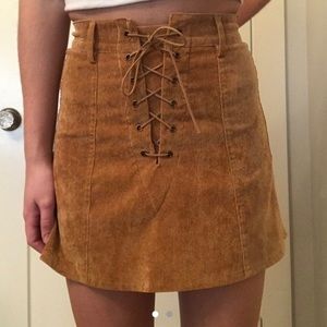 Brown lace up skirt